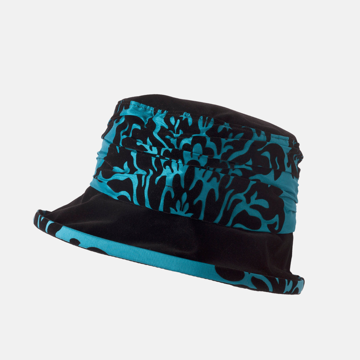 Paisley and Velour Water Resistant Hat with Brim.