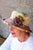 Vintage Fabric Floral Hat with Rust Flower