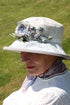 Vintage Fabric Floral Hat with Blue Flower