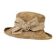 Camel Coloured Summer Damask Hat trimmed with a linen Band wide Brim
