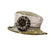 Small Brim Limited Edition Hat Sludge Green and Grey with Dahlia Grey Flower Trim