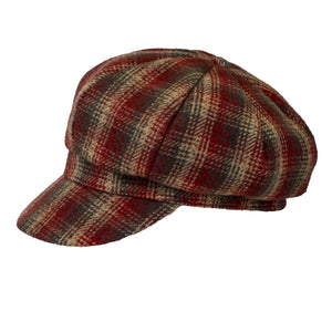 Checked Wool Look Winter Baker Boy Peak Cap.