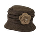 Soft Ruched Cloche Style Winter Hat Adorned With Textured Flower Trim