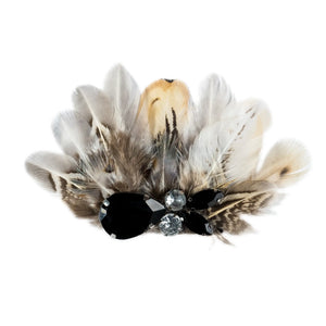 Feather Brooch Pin, Handmade with Decorative Jewels