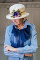 Cream Boned Hat with Flower Decoration