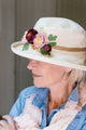 Cream Boned Hat with Flower Decoration