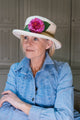 Cream Boned Hat with Flower Decoration