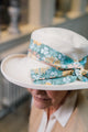 Ladies Wide Cotton Hat with Floral Trim from the V&A Fabric Collection, Limited Edition.