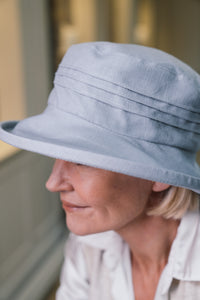 Small Brim Lightweight , Packable Linen Sun Hat with Pin Tucks