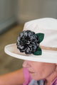 Cream Boned Hat with Flower Decoration