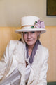 Cream Boned Hat with Flower Decoration