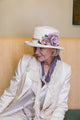 Cream Boned Hat with Flower Decoration