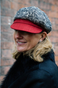 Ladies Black & White Speckled Baker Boy Cap