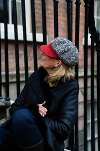 Ladies Black & White Speckled Baker Boy Cap