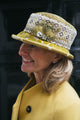 Lime & Grey Chenille Textured Small Boned Brim Hat with Feather Trim.