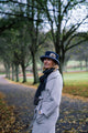 Waxed Cotton Hat with Handmade Feather Trim and Wool Under Brim