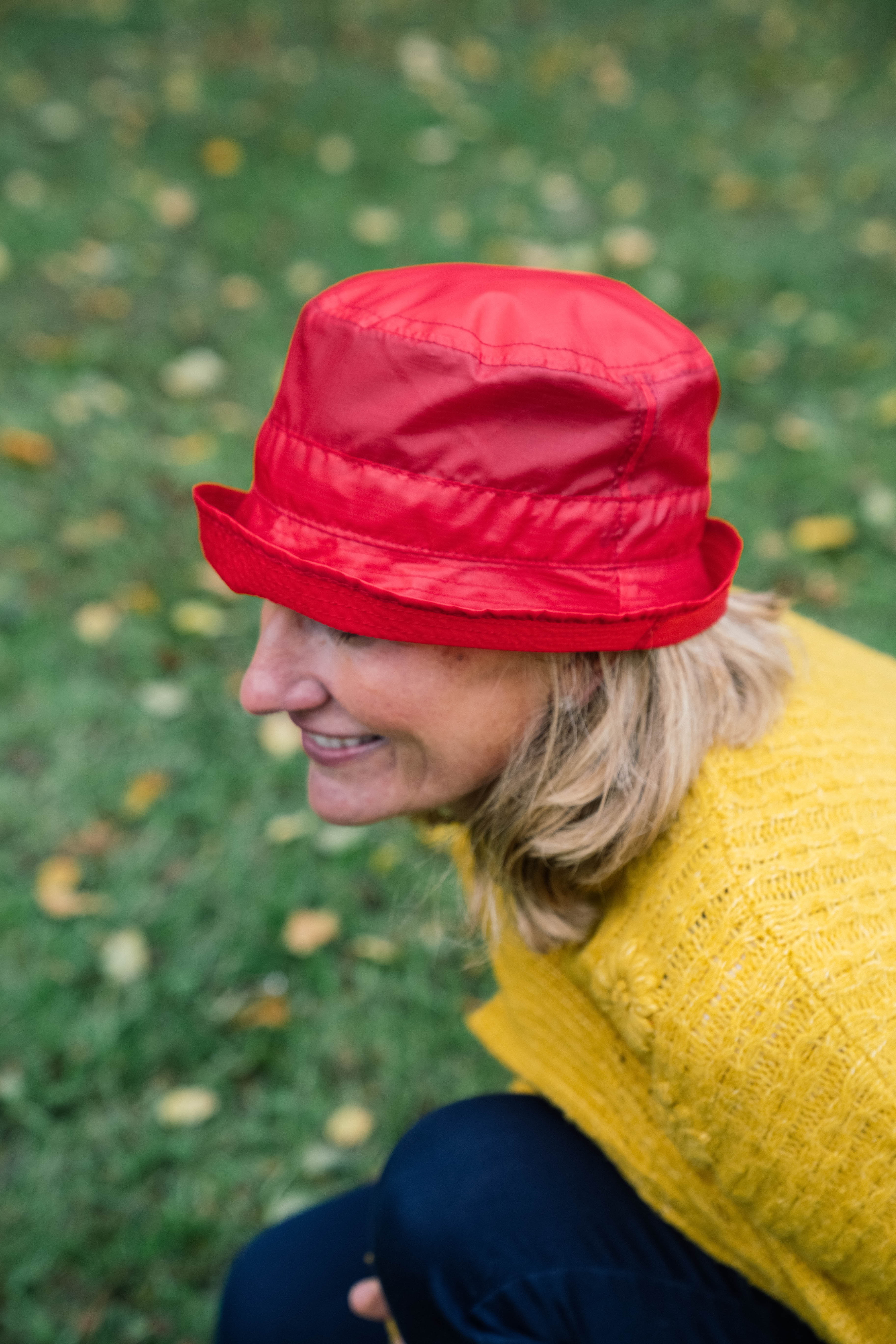 Plain Hat Pack Bucket hat with Elastic Adjustor Waterproof Small Hat That Folds Inside its Own Lining