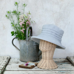 Small Brim Lightweight , Packable Linen Sun Hat with Pin Tucks