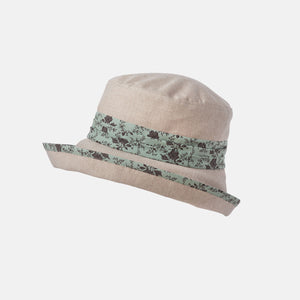 Soft Brim Cotton Sun Hat with Floral Trim