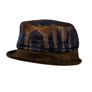 Brown & Navy Small Boned Brim Hat. Limited Edition