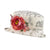 Small Brim Limited Edition Delicate Ladies Hat, Ivory with Pale Grey Textile pattern, finished with a Coral Flower.
