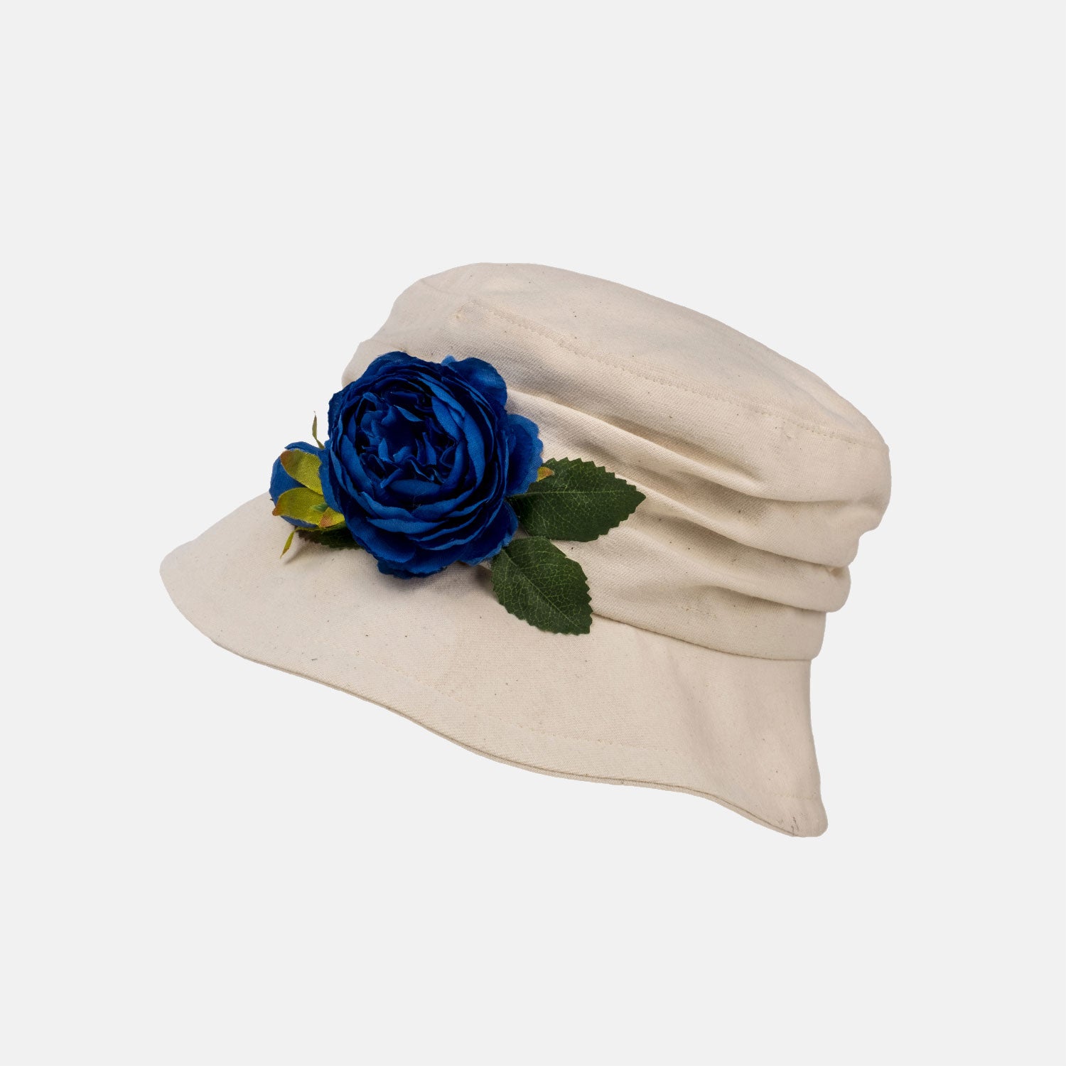 Cream Cotton Cloche Hat with Small 1920,s Decorated With A