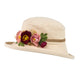 Cream Boned Hat with Flower Decoration