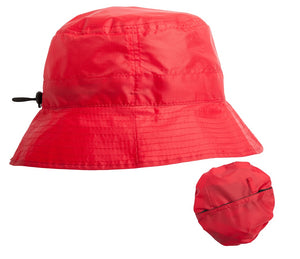 Plain Hat Pack Bucket hat with Elastic Adjustor Waterproof Small Hat That Folds Inside its Own Lining.