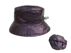 Waterproof Spotty Hat Pack bucket hat with Elastic Adjustor, Folds into its Own Lining.