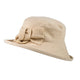 Ladies Wide Brim Cotton Hat Finished with Cream Linen Knot