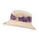 Stylish Cream Cotton Wide Brim Hat with Floral Band Finished a Wooden Buckle Ring.