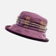 Mulberry & Purple Checked Hat with Purple Velvet Under Brim.