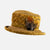 Mustard Vintage Velour & Chenille Small Brim with Feather Decoration.