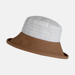 Large Brim Linen, Packable Sun Hat - Limited Edition Colour - Light Brown & Cream
