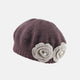 Knitted Wool Beret with Knitted Flower