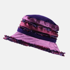 Aubergine, Wine & Lilac Fluffy Velvet Hat