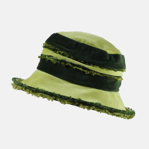 Dark and Bright Green Fluffy Velvet Hat
