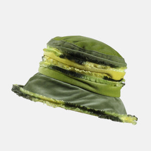 Greens: Moss and Cream Fluffy Velvet Hat