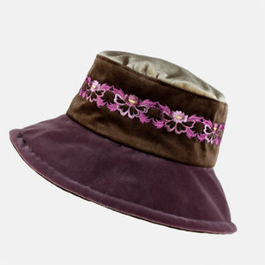 Vintage Purple Aubergine & Brown Soft Brim Ladies Hat, Limited edition.