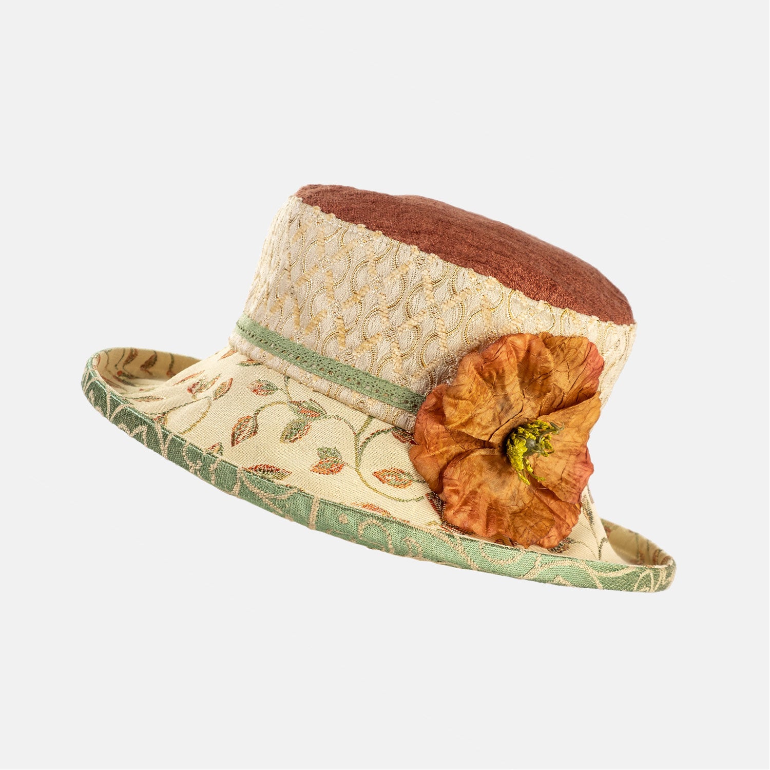 Vintage Fabric Floral Hat with Rust Flower – Proppa Toppa Hats
