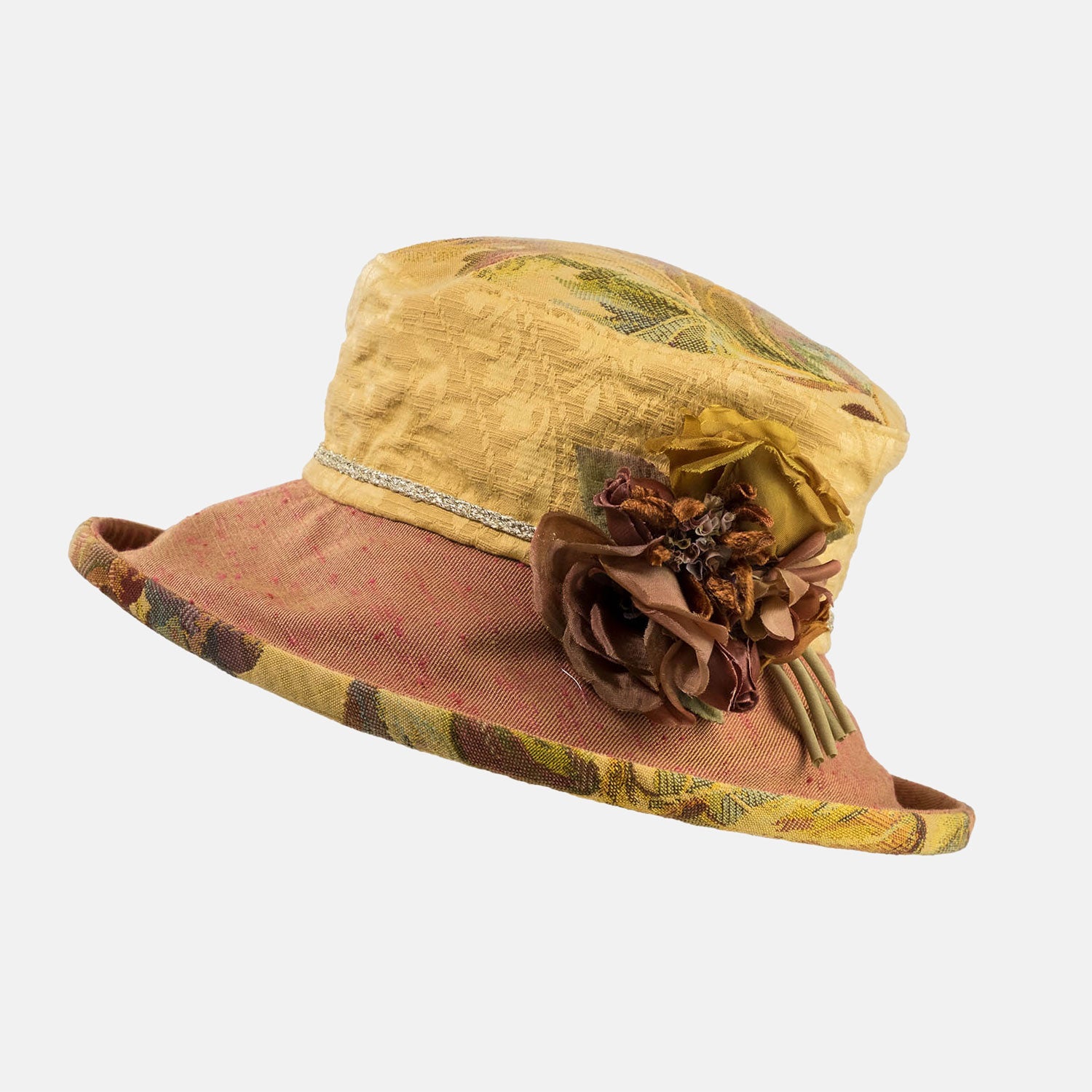 Vintage Fabric Floral Hat with Rust Flower – Proppa Toppa Hats
