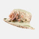 Vintage Fabric Natural & Olive Floral Hat with Silk Flower