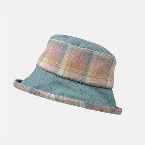 Limited Edition Duck Egg Blue Fine Wool Check Ladies Hat.