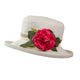 Cream Boned Hat with Flower Decoration