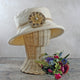 Cream Hat with Hessian Band and Flower