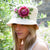 Cream Cotton Cloche Hat with Small 1920,s Brim. Decorated With A flower