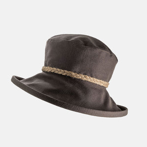 Packable Linen Sun Hat with String Plait